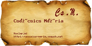 Csócsics Mária névjegykártya